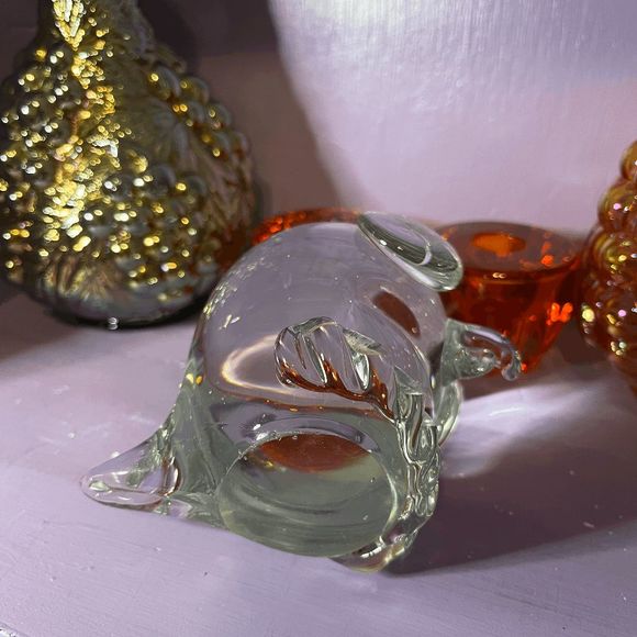 Vintage Art Glass MOD Chunky Owl Figurine Paperweight - Picture 5 of 6